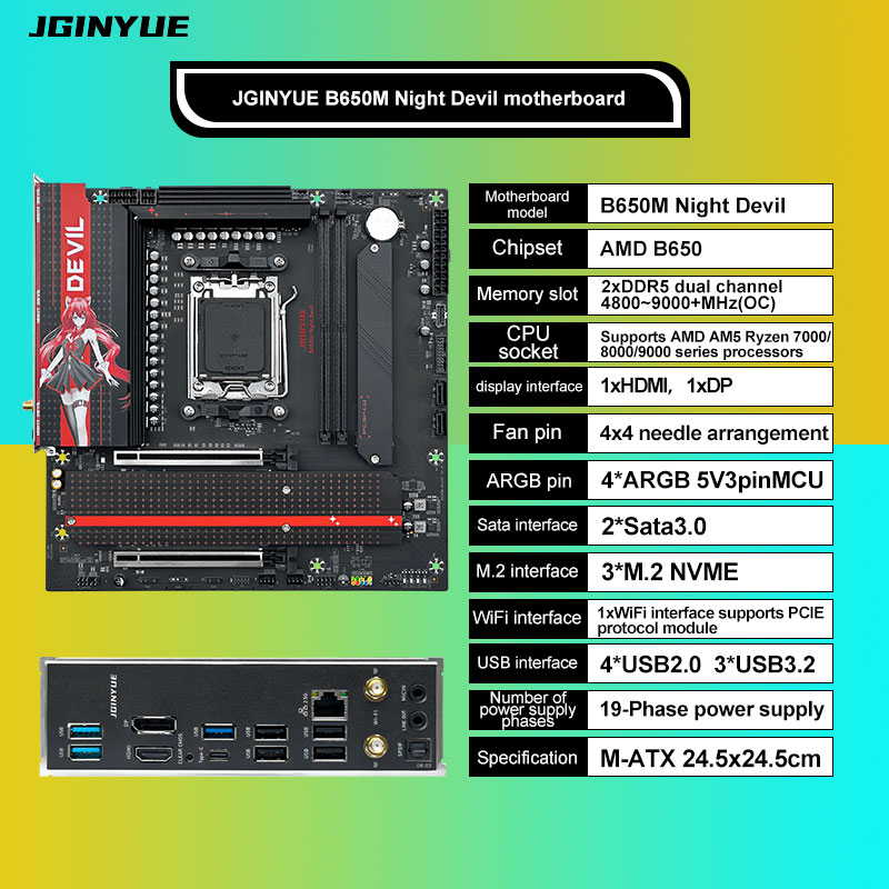 JGINYUE B650M NIGHT DEVIL Мате – обзор и цена X870E Atx Motherboard